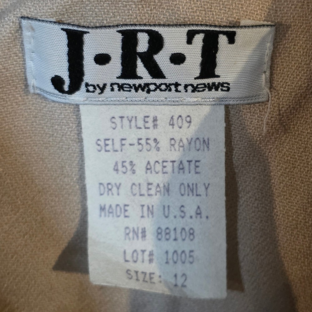 Vintage J.R.T. Newport News Beige Military Duster Coat Stripe Mandarin Collar 12 - Picture 9 of 10